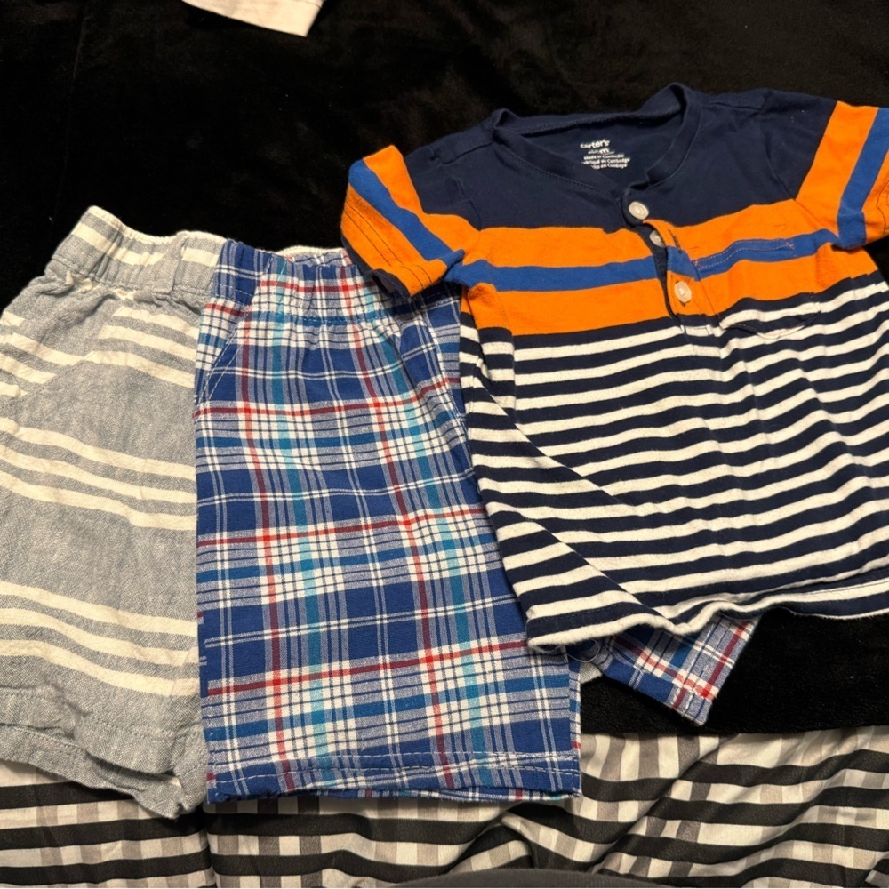 Boys Striped Bundle!  (2) Striped & Plaid Shirts + (1) Striped Polo. 24 Months.